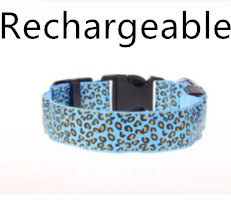 Adjustable LED Pet Collar – Leopard Print for Night Walks