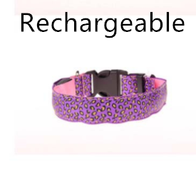 Adjustable LED Pet Collar – Leopard Print for Night Walks