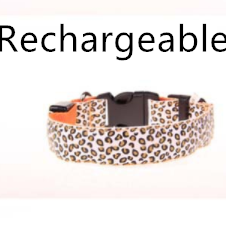 Adjustable LED Pet Collar – Leopard Print for Night Walks