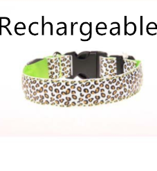 Adjustable LED Pet Collar – Leopard Print for Night Walks
