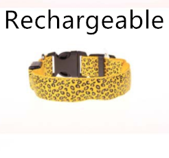 Adjustable LED Pet Collar – Leopard Print for Night Walks